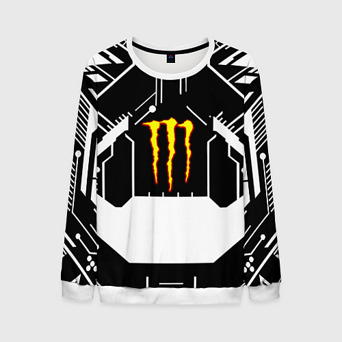 Мужской свитшот Monster energy geometry / 3D-Белый – фото 1