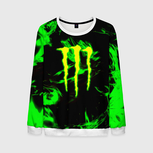Мужской свитшот Monster energy кислотное лого огонь / 3D-Белый – фото 1