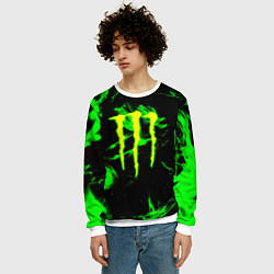 Свитшот мужской Monster energy кислотное лого огонь, цвет: 3D-белый — фото 2