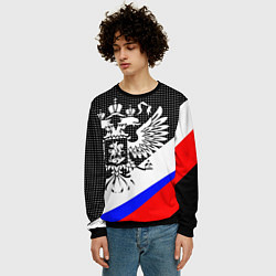 Свитшот мужской Герб России и государственный флаг на чёрном фоне, цвет: 3D-черный — фото 2