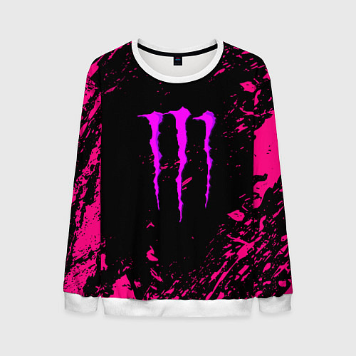 Мужской свитшот Monster energy неоновые краски лого / 3D-Белый – фото 1