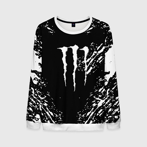 Мужской свитшот Monster energy white splash / 3D-Белый – фото 1