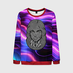 Свитшот мужской Портрет Билли Айлиш из линий, цвет: 3D-красный