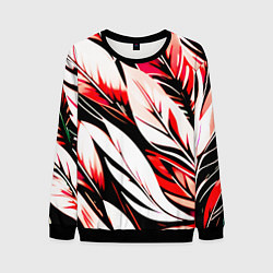 Мужской свитшот Крупные листья абстракция красный