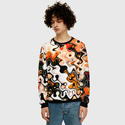 Свитшот мужской Абстракция разлитые краски оранжевый, цвет: 3D-черный — фото 2