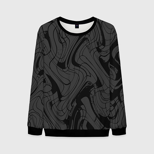 Мужской свитшот Тёмно-серый абстракция лниии / 3D-Черный – фото 1