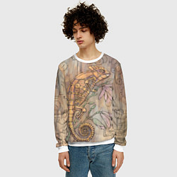 Свитшот мужской Стимпанк механический киберхамелеон, цвет: 3D-белый — фото 2
