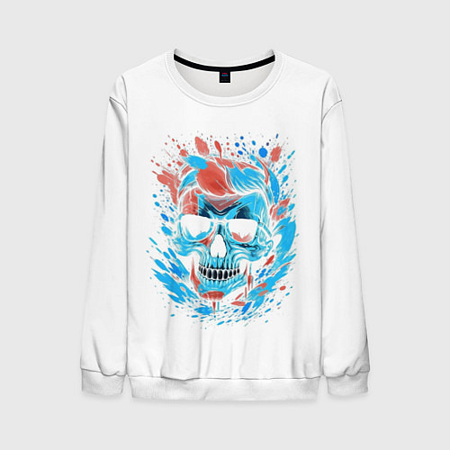 Мужской свитшот Крутой череп / 3D-Белый – фото 1