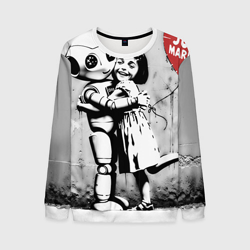 Мужской свитшот ИИ и девочка с красным шариком / 3D-Белый – фото 1