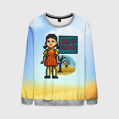 Мужской свитшот Игра в кальмара пиксельный стиль / 3D-Меланж – фото 1