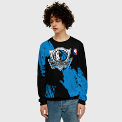 Свитшот мужской Даллас Маверикс - брызги краски, цвет: 3D-черный — фото 2