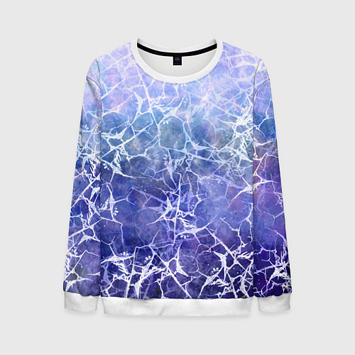 Мужской свитшот Абстракция - white web on blue background / 3D-Белый – фото 1