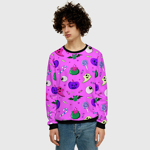 Мужской свитшот Halloween pink / 3D-Черный – фото 3