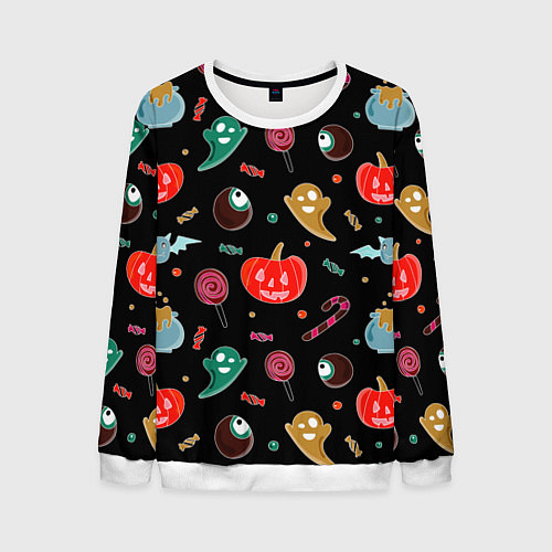 Мужской свитшот Halloween red pumpkin / 3D-Белый – фото 1