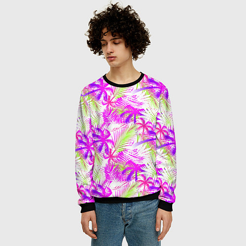 Мужской свитшот Palm tree pink / 3D-Черный – фото 3