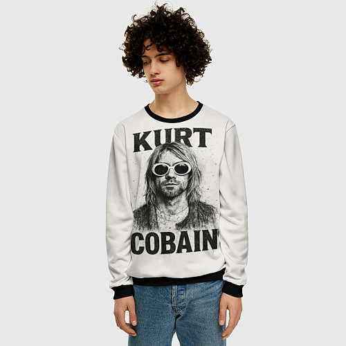 Мужской свитшот Kurt Cobain - grunge-art / 3D-Черный – фото 3