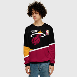 Свитшот мужской Майами Хит - линии, цвет: 3D-черный — фото 2