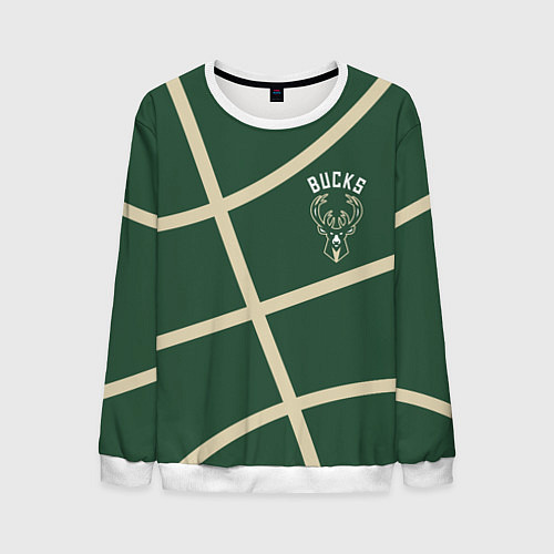 Мужской свитшот Милуоки Бакс - баскетбольные линии / 3D-Белый – фото 1