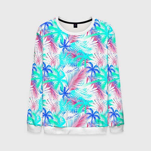 Мужской свитшот Palm blue light blue / 3D-Белый – фото 1