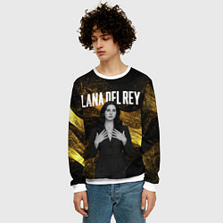Свитшот мужской Lana Del Rey в черном платье, цвет: 3D-белый — фото 2