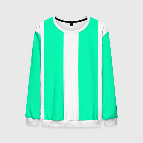 Мужской свитшот Color turquoise white line / 3D-Белый – фото 1