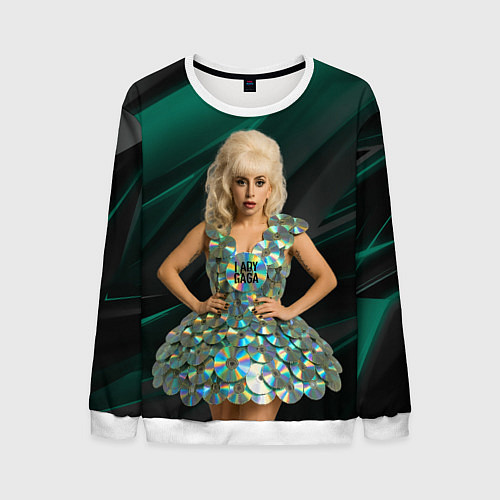 Мужской свитшот Леди Гага в платье из дисков / 3D-Белый – фото 1