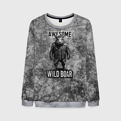 Свитшот мужской Потрясающий дикий кабан, цвет: 3D-меланж