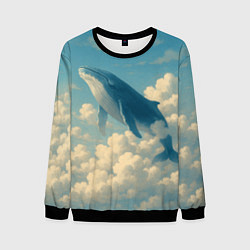 Свитшот мужской Кит в облаках, цвет: 3D-черный