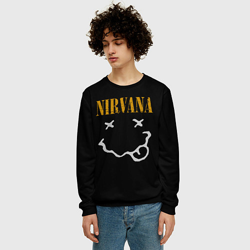 Мужской свитшот Nirvana rock music / 3D-Черный – фото 3