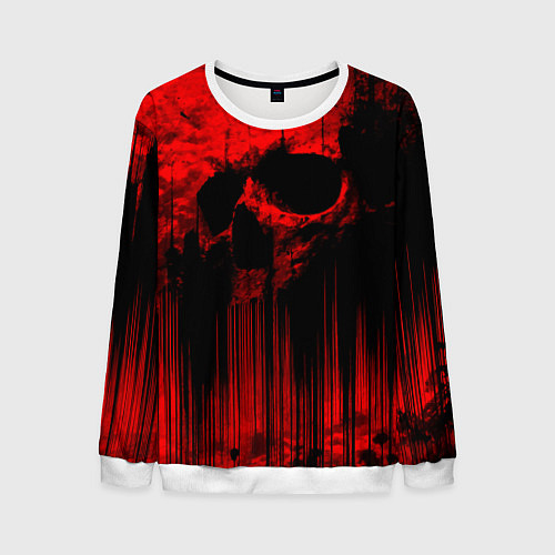 Мужской свитшот Красный череп на фоне абстракции / 3D-Белый – фото 1