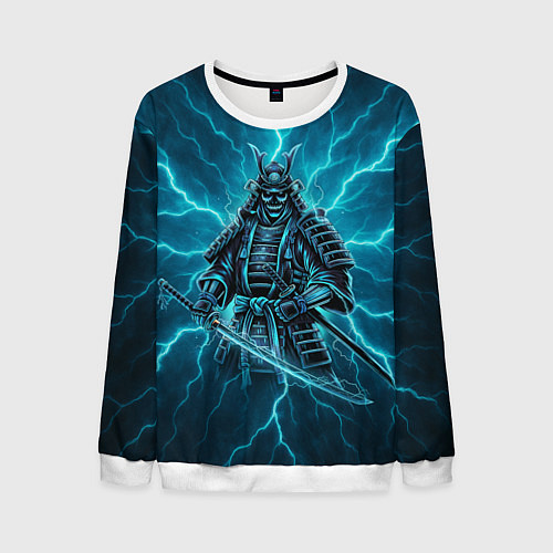Мужской свитшот Демонический электросамурай / 3D-Белый – фото 1