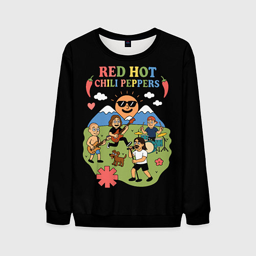 Мужской свитшот Red Hot Chili Peppers, мультяшный стиль / 3D-Черный – фото 1