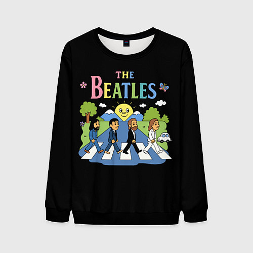 Мужской свитшот The Beatles, мультяшный стиль / 3D-Черный – фото 1