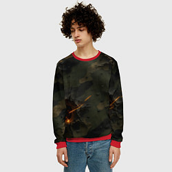 Свитшот мужской Огненные следы от пуль на камуфляже, цвет: 3D-красный — фото 2