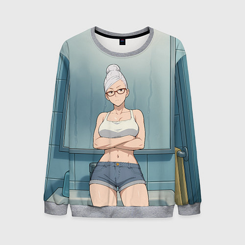Мужской свитшот Дандадан бабушка в ванной / 3D-Меланж – фото 1