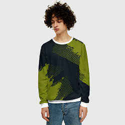 Свитшот мужской Абстрактная текстура в зеленом, цвет: 3D-белый — фото 2