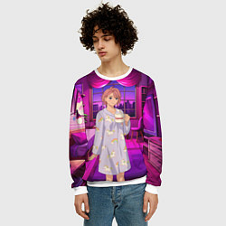 Свитшот мужской Дандадан Сиратори Айра с кофе, цвет: 3D-белый — фото 2