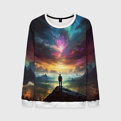 Мужской свитшот Shocking the cosmos / 3D-Белый – фото 1