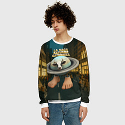 Свитшот мужской La Vaca Saturno Saturnita мем, цвет: 3D-белый — фото 2
