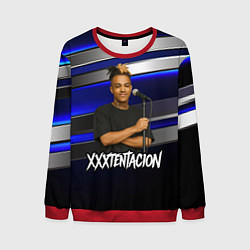 Свитшот мужской XXXTentacion с микрофоном довольный, цвет: 3D-красный