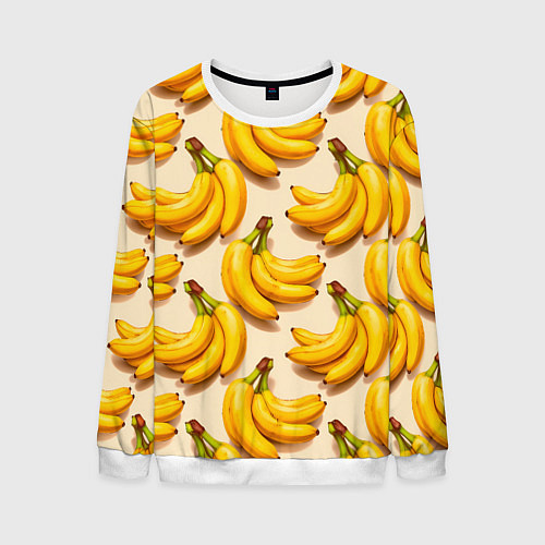 Мужской свитшот Банановые связки паттерн / 3D-Белый – фото 1