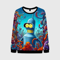 Мужской свитшот Робот-сгибальщик Бендер среди монстров - нейроарт