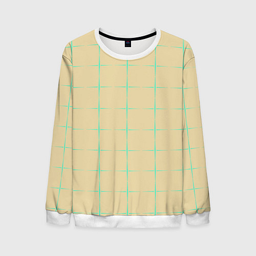 Мужской свитшот Color beige green crosses / 3D-Белый – фото 1