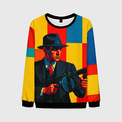 Свитшот мужской Гангстер поп-арт, цвет: 3D-черный