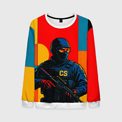 Свитшот мужской Контр-террорист CS 2 поп-арт, цвет: 3D-белый