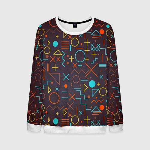 Мужской свитшот Different shapes of geometry / 3D-Белый – фото 1