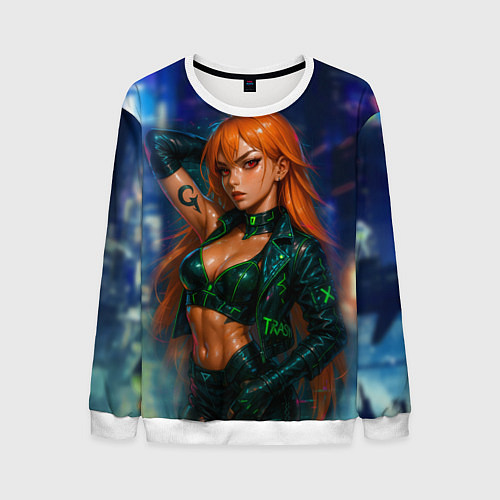 Мужской свитшот Нами киберпанк реализм / 3D-Белый – фото 1