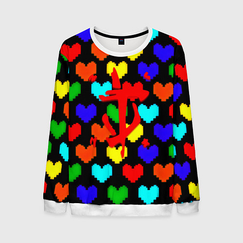 Мужской свитшот Doom love pixel pattern / 3D-Белый – фото 1