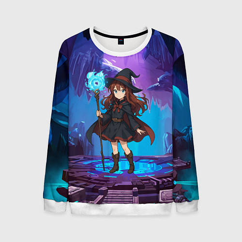 Мужской свитшот Аниме девочка маг с волшебных посохом / 3D-Белый – фото 1