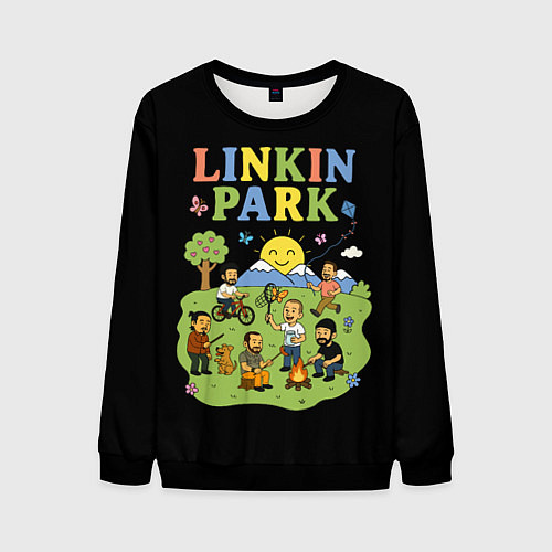 Мужской свитшот Linkin Park, мультяшный стиль / 3D-Черный – фото 1